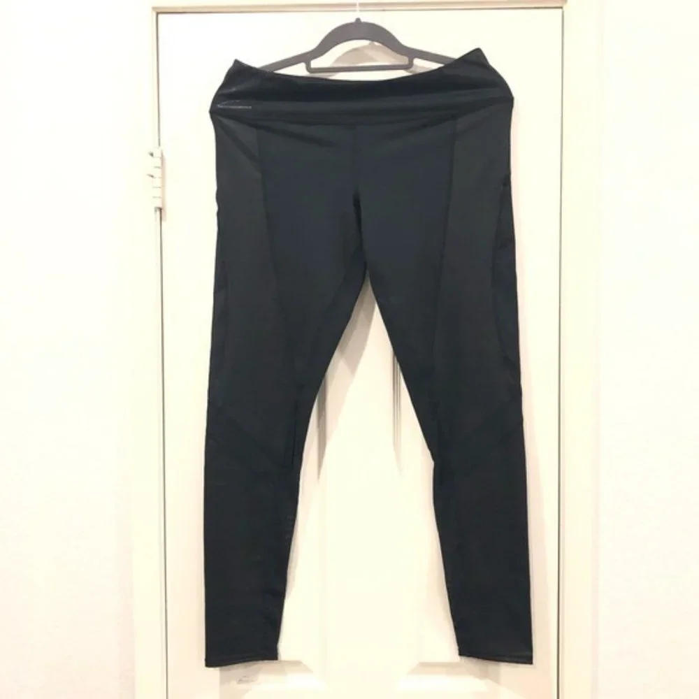 Zella Lived In Panel Coated Leggings Black Mesh Large - Picture 14 of 16